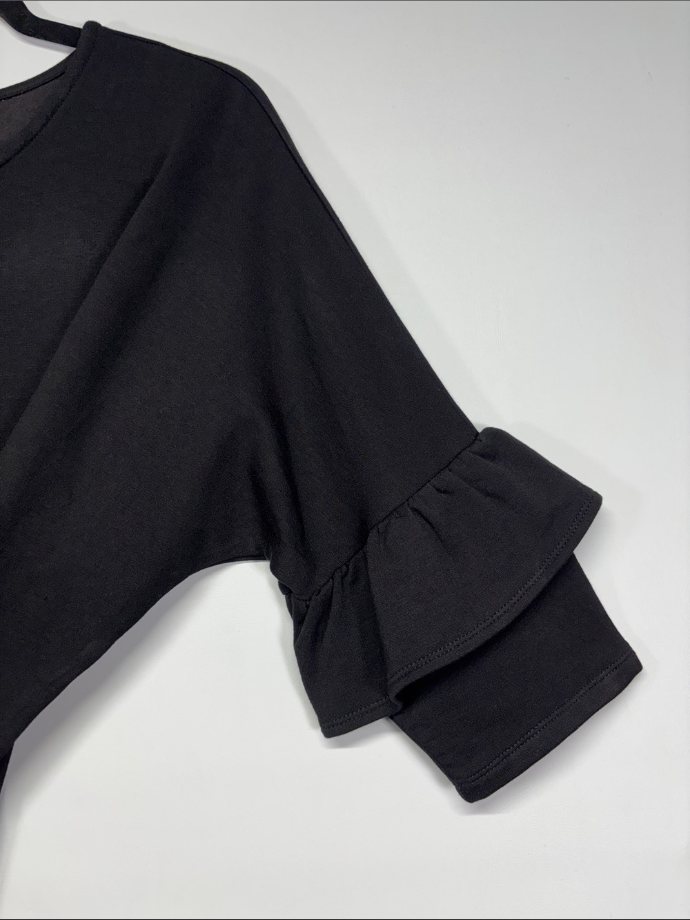 ✨Bobeau Women's Black Scoop Neck Ruffle Sleeve Shirt Dress Size S - Picture 7 of 11